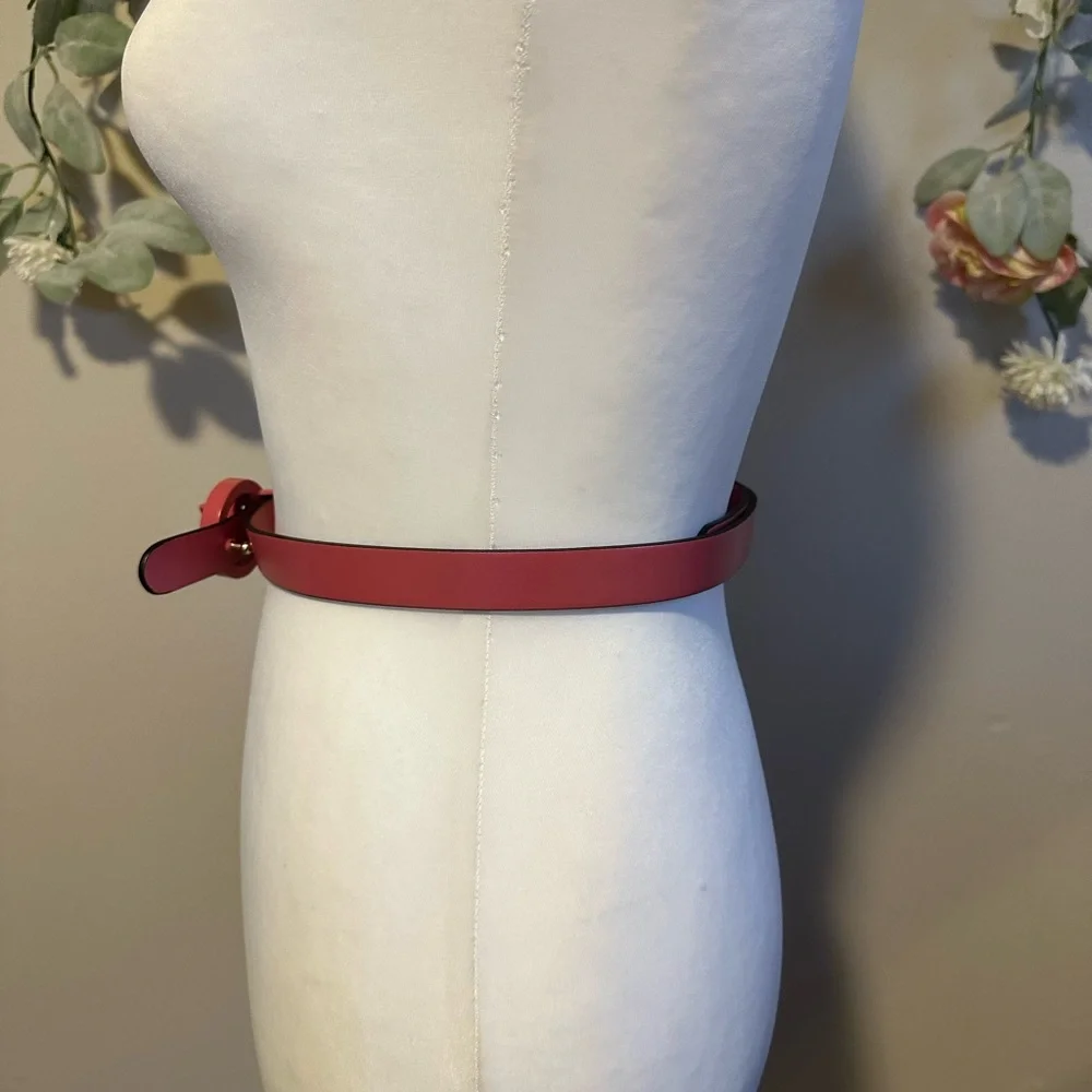 Mario Valentino Logo Slim Leather Belt